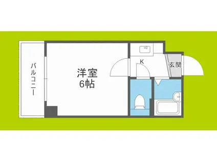 ピュアコート天神橋(1K/6階)の間取り写真