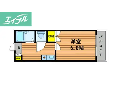 サンシャインα(1K/2階)の間取り写真