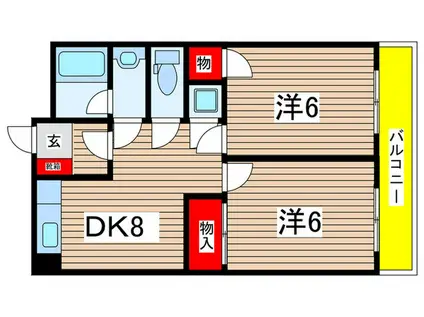 ベルヴィル(2DK/5階)の間取り写真