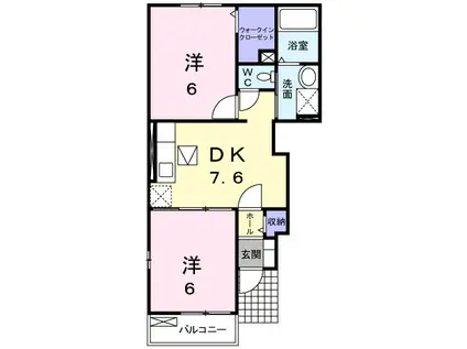 ラ フォンテーヌA(2DK/1階)の間取り写真