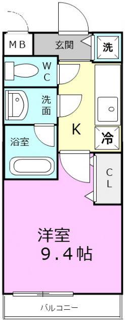 ティエラハウス西小二里(1K/2階)の間取り写真
