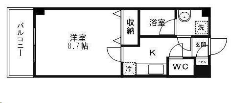 サンベルジュ(1K/3階)の間取り写真