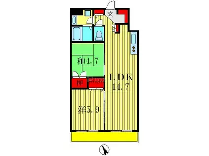 オクドテラス(2LDK/2階)の間取り写真