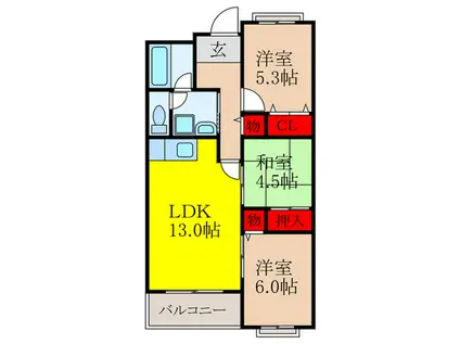 グランソレイユ(3LDK/2階)の間取り写真