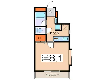 フォレスト三田(1K/4階)の間取り写真