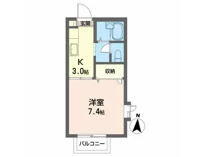 ウエストパル高崎(1K/2階)の間取り写真