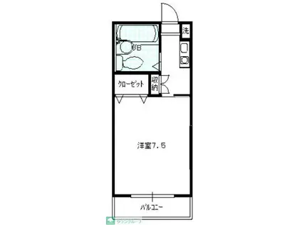 コーポヤチヨII(1K/2階)の間取り写真