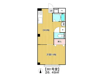 ジュネス立野(1DK/3階)の間取り写真