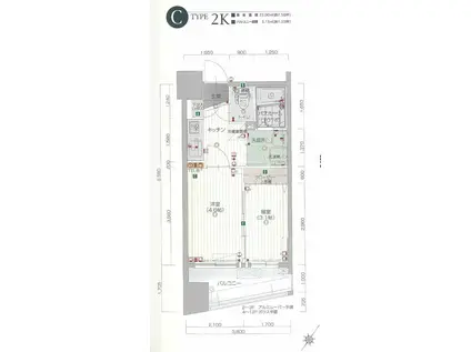 グランフォーレ地行(2K/2階)の間取り写真