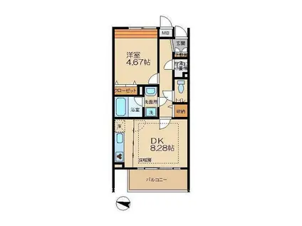 ブランノワール(1DK/1階)の間取り写真