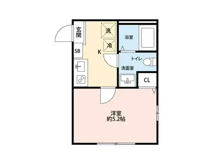 KEEP LAGOON桜ヶ丘 A棟(1K/2階)の間取り写真