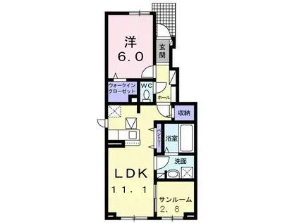 カラク・II(1LDK/1階)の間取り写真