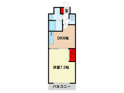 コンフォートアスカ二日市II(1DK/3階)の間取り写真