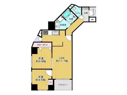 ユニアルス扇町公園(2LDK/2階)の間取り写真