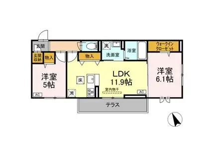 D-ROOM YT(2LDK/1階)の間取り写真