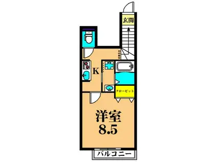 ALLURE仲六郷(1K/2階)の間取り写真