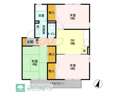 フォレストヴィラ 弐番館(3DK/2階)の間取り写真