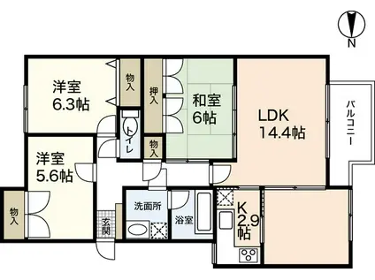 ステイツ吉見園(3LDK/3階)の間取り写真