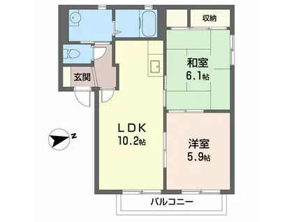 エルドラード五位堂(2LDK/2階)の間取り写真