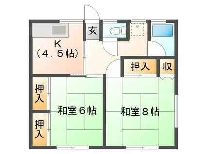 晴和ハイツ(2K/2階)の間取り写真