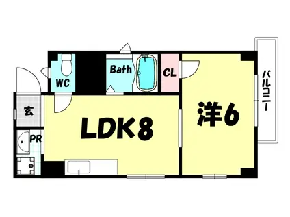 三宮アソシア(1LDK/3階)の間取り写真