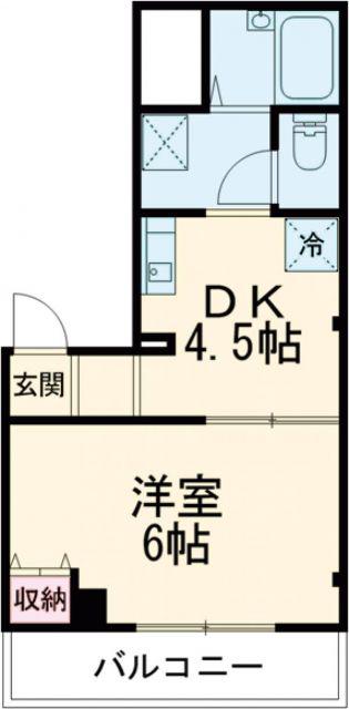 オレンジタウンA(1DK/1階)の間取り写真