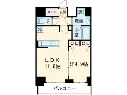 エスレジデンス新宿早稲田アヴェリス(1LDK/2階)の間取り写真