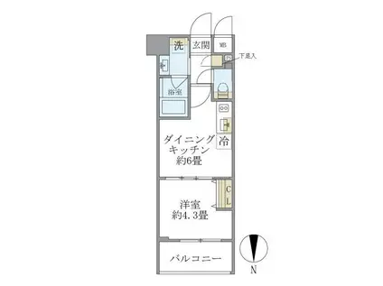 プラティーク目白(1DK/1階)の間取り写真