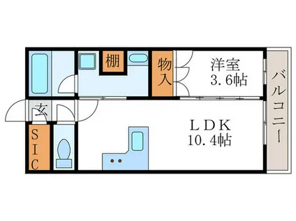 レーベン長岡天神CRESIST(1LDK/10階)の間取り写真
