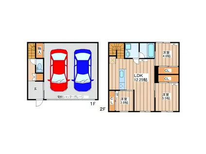 GARAGE VILLA SHIVERS A(3LDK/1階)の間取り写真