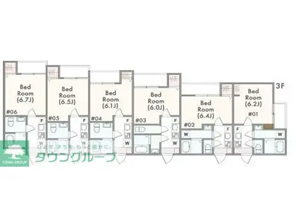 アザーレ・ソラ海老名(1K/3階)の間取り写真