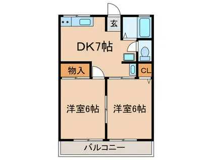西大泉壱番館(2DK/2階)の間取り写真