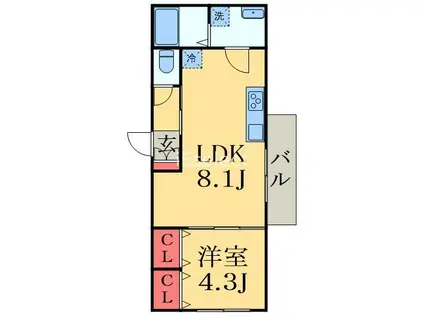 MYS PLACE(1LDK/2階)の間取り写真