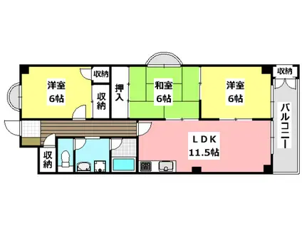 ハイツ伊藤(3LDK/2階)の間取り写真