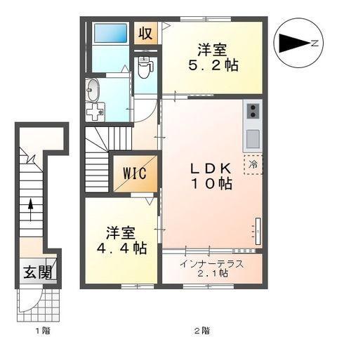 フレグラント・オリーヴ(2LDK/1階)の間取り写真
