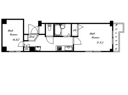 ブロスコート六甲II(2K/2階)の間取り写真