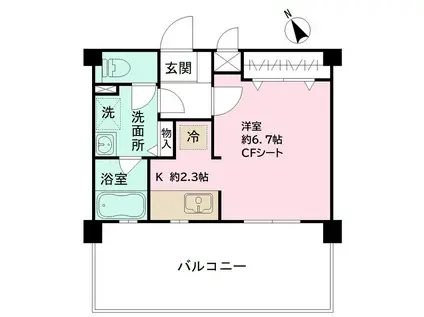 LEO伍拾伍番館(1K/4階)の間取り写真