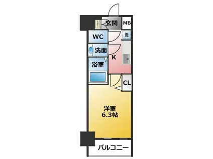 プレサンスNAGOYAシティオ(1K/2階)の間取り写真