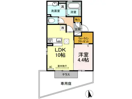 プロシア(1LDK/1階)の間取り写真