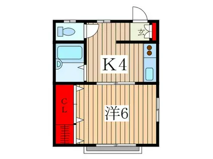 ハウス若竹(1K/2階)の間取り写真