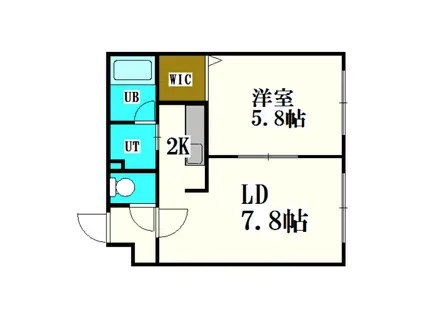 ブランノワール厚別南(1LDK/4階)の間取り写真