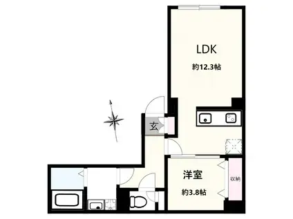 CREAL新富町(1LDK/5階)の間取り写真