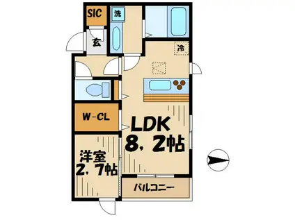 DROOM南大沢(1LDK/3階)の間取り写真