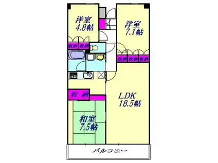 アーバンディラ蕨(3LDK/3階)の間取り写真