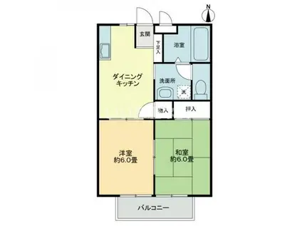 フォブール大黒(2DK/2階)の間取り写真