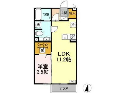 モナリエ春日 I(1LDK/1階)の間取り写真