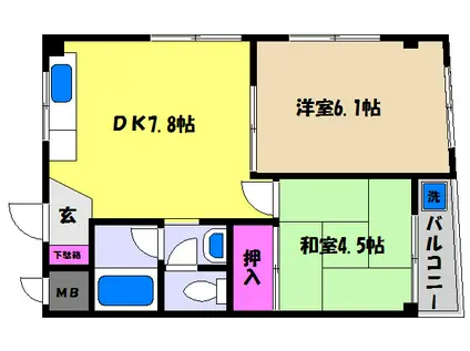 マンションモルフェ(2DK/3階)の間取り写真