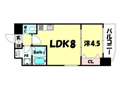 ESTEMCOURT三宮駅前IIアデシオン(1LDK/12階)の間取り写真