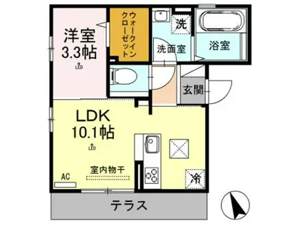 デュオコリーヌ(1LDK/1階)の間取り写真