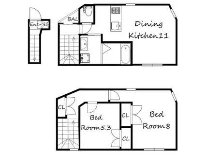 ブロンテ大久保駅前III(2LDK/1階)の間取り写真